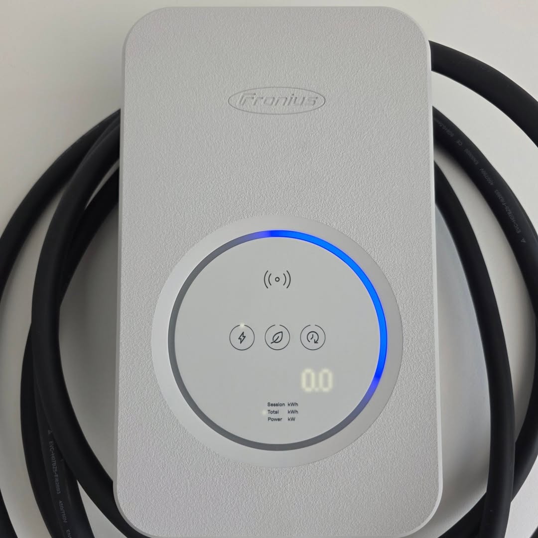Fronius EV charger with blue LED charge indicator