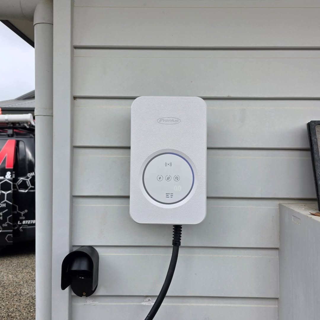 Fronius EV charger outdoor installation on weatherboard home