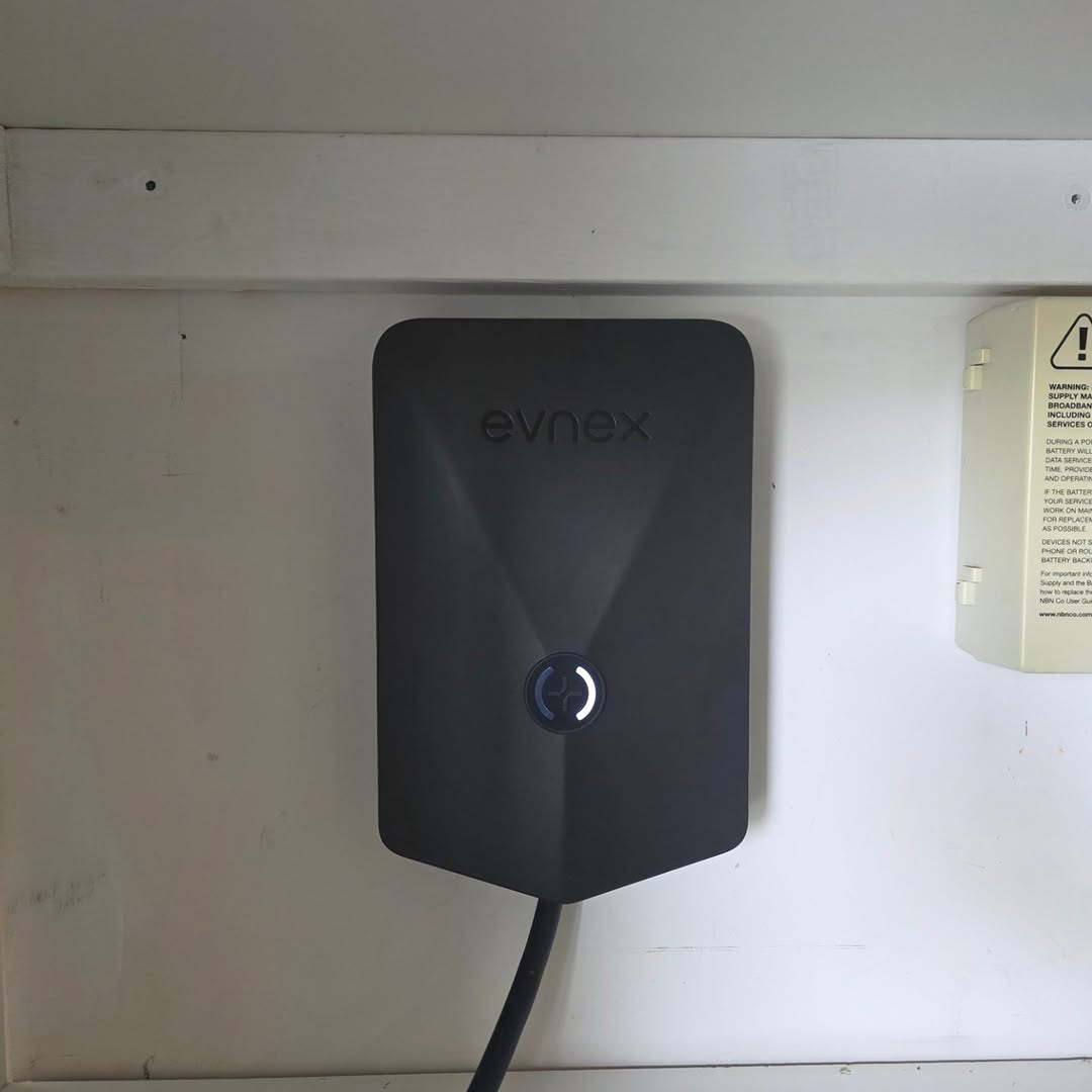 Evnex EV home charger installed in Brisbane garage