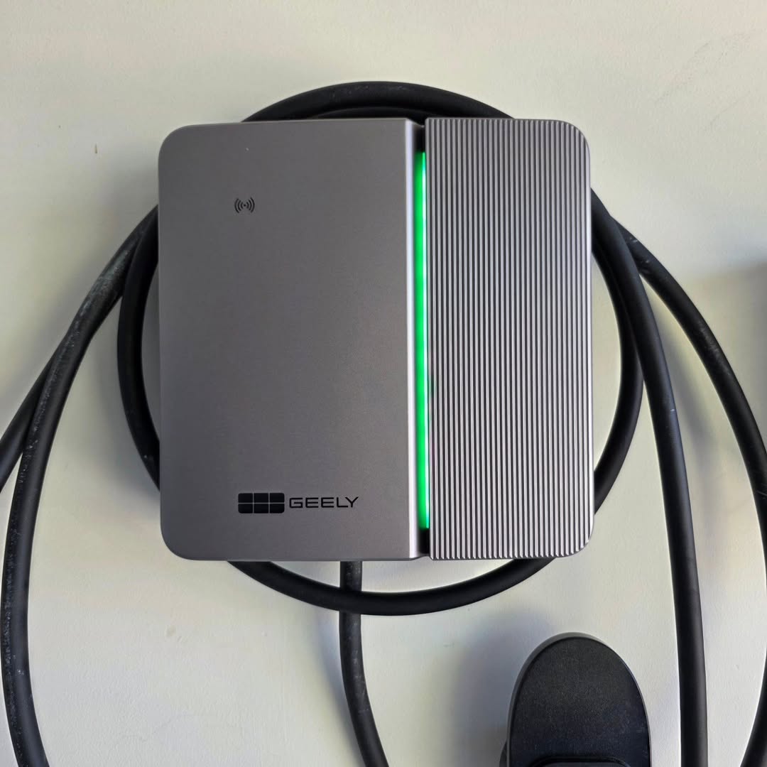 Geely EV charger with green LED — Brisbane installation